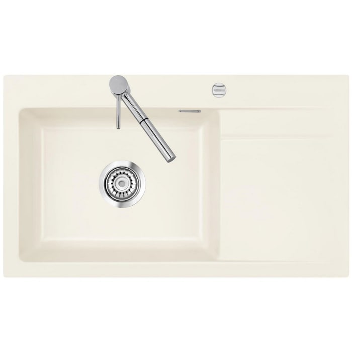 Systemceram Keradomo Stema 86 SL Einbauspüle links mit Excenterbetätigung, inkl. Armaturbohrung