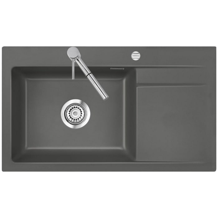 Systemceram Keradomo Stema 86 SL Einbauspüle links mit Excenterbetätigung, inkl. Armaturbohrung