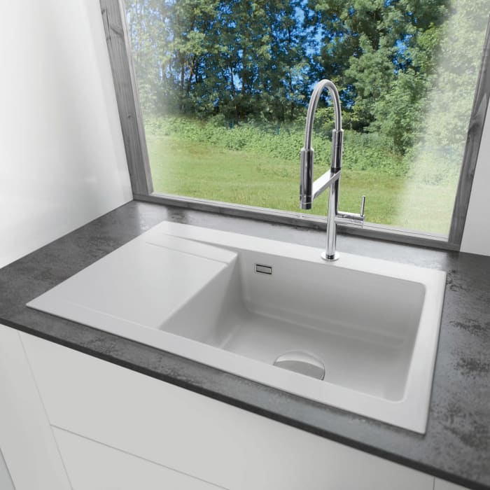 Systemceram Keradomo Stema 86 SL Einbauspüle rechts mit Handbetätigung, inkl. Armaturbohrung