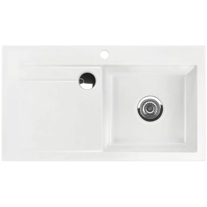 Systemceram Keradomo Stema 90 Einbauspüle rechts mit Excenterbetätigung, inkl. Armaturbohrung