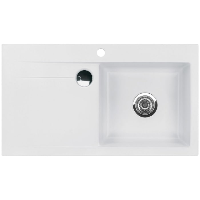 Systemceram Keradomo Stema 90 Einbauspüle rechts mit Excenterbetätigung, inkl. Armaturbohrung