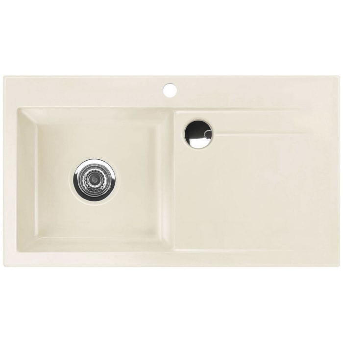 Systemceram Keradomo Stema 90 Einbauspüle links mit Excenterbetätigung, inkl. Armaturbohrung