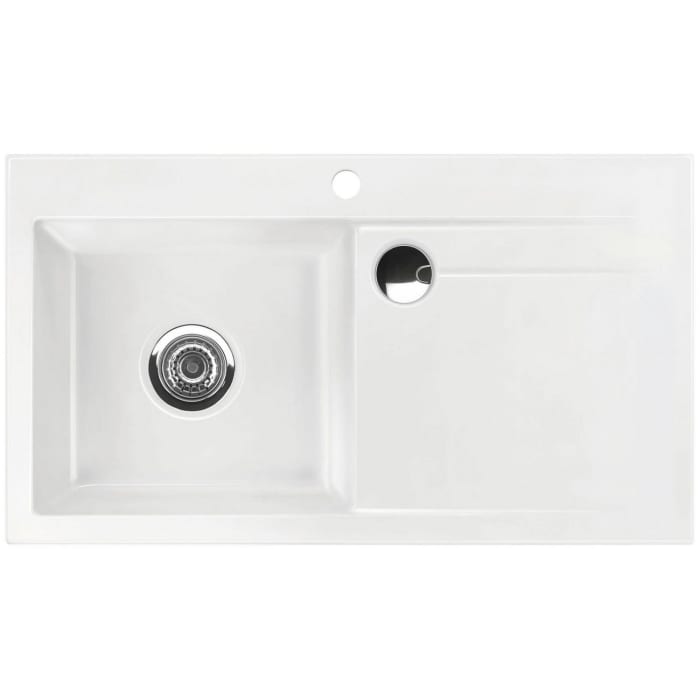 Systemceram Keradomo Stema 90 Einbauspüle links mit Excenterbetätigung, inkl. Armaturbohrung