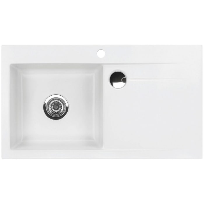 Systemceram Keradomo Stema 90 Einbauspüle links mit Excenterbetätigung, inkl. Armaturbohrung