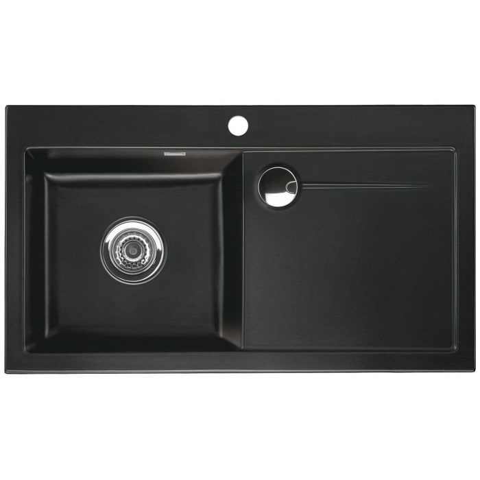 Systemceram Keradomo Stema 90 Einbauspüle links mit Excenterbetätigung, inkl. Armaturbohrung