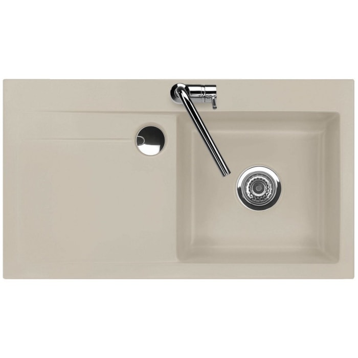 Systemceram Keradomo Stema 90 Einbauspüle rechts mit Handbetätigung, inkl. Armaturbohrung