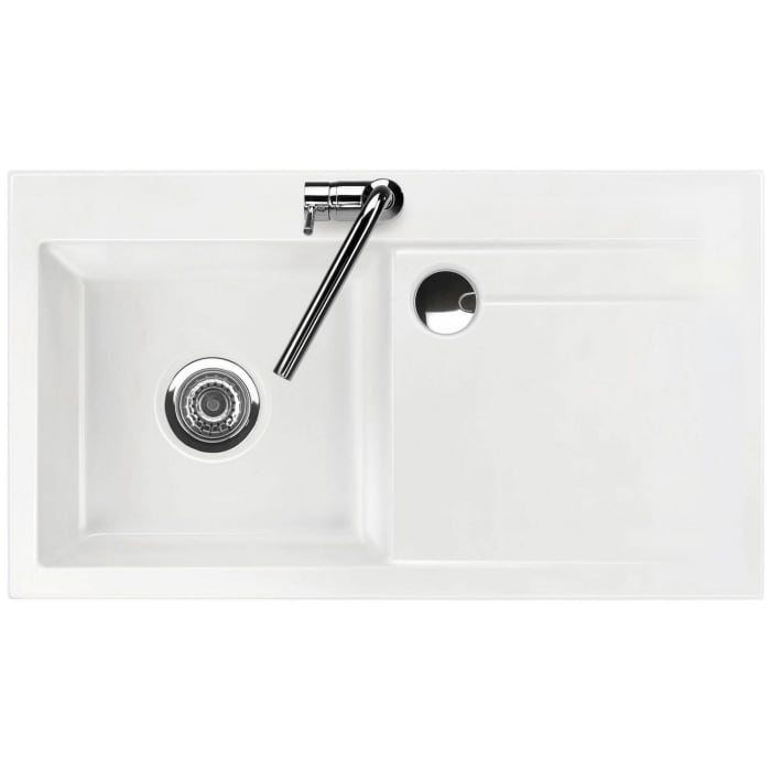 Systemceram Keradomo Stema 90 Einbauspüle links mit Handbetätigung, inkl. Armaturbohrung