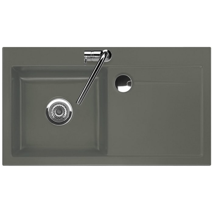 Systemceram Keradomo Stema 90 Einbauspüle links mit Handbetätigung, inkl. Armaturbohrung