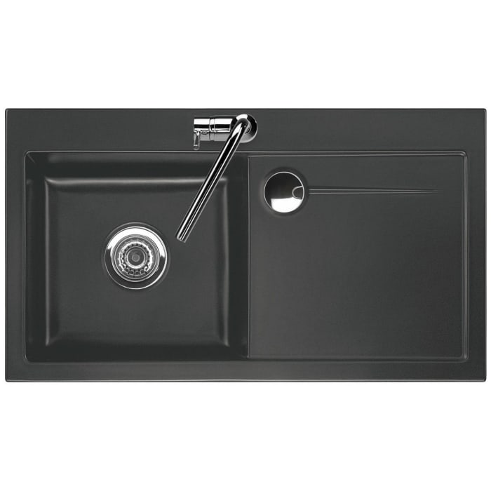 Systemceram Keradomo Stema 90 Einbauspüle links mit Handbetätigung, inkl. Armaturbohrung