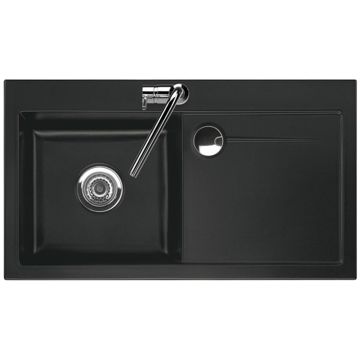 Systemceram Keradomo Stema 90 Einbauspüle links mit Handbetätigung, inkl. Armaturbohrung