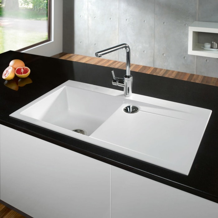 Systemceram Keradomo Stema 90 Einbauspüle links mit Handbetätigung, inkl. Armaturbohrung