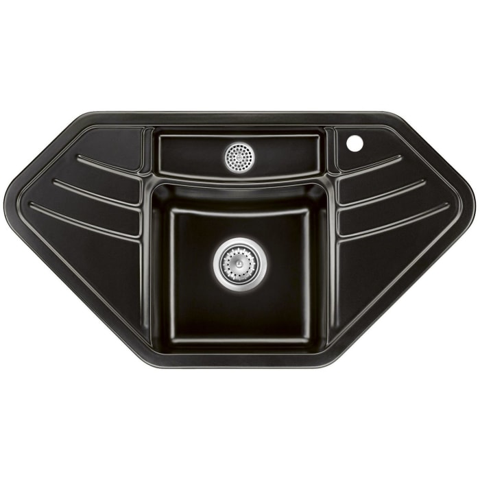 Systemceram Keradomo Vega Eck Einbauspüle mit Handbetätigung, inkl. Armaturbohrung