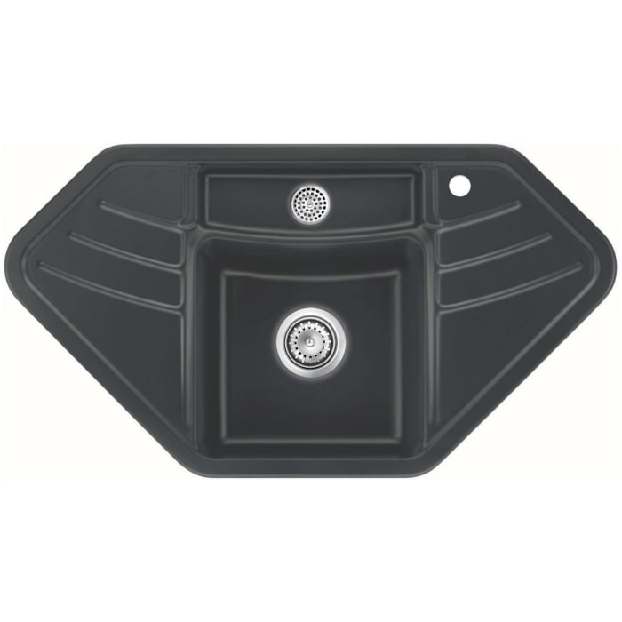 Systemceram Keradomo Vega Eck Einbauspüle mit Handbetätigung, inkl. Armaturbohrung