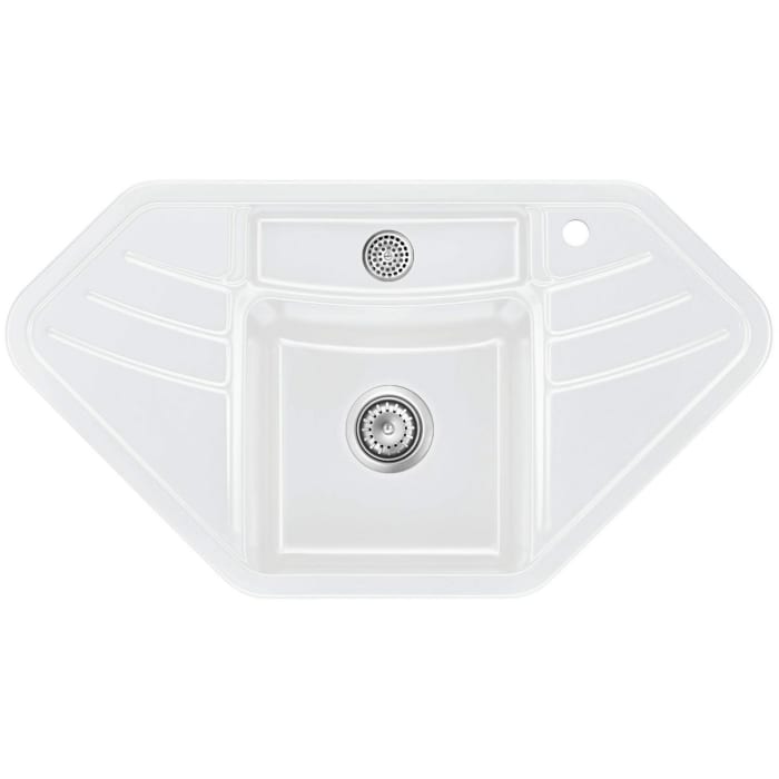 Systemceram Keradomo Vega Eck Einbauspüle mit Excenterbetätigung , inkl. Armaturbohrung