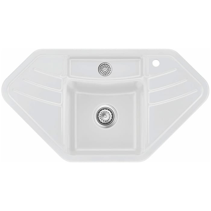 Systemceram Keradomo Vega Eck Einbauspüle mit Excenterbetätigung , inkl. Armaturbohrung