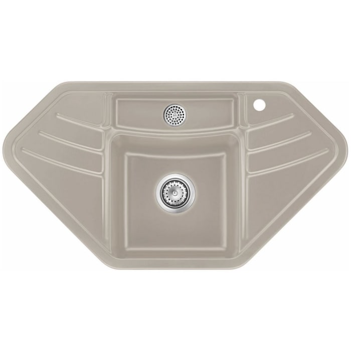 Systemceram Keradomo Vega Eck Einbauspüle mit Excenterbetätigung , inkl. Armaturbohrung