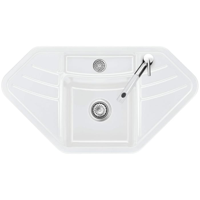 Systemceram Keradomo Vega Eck Einbauspüle mit Handbetätigung, inkl. Armaturbohrung