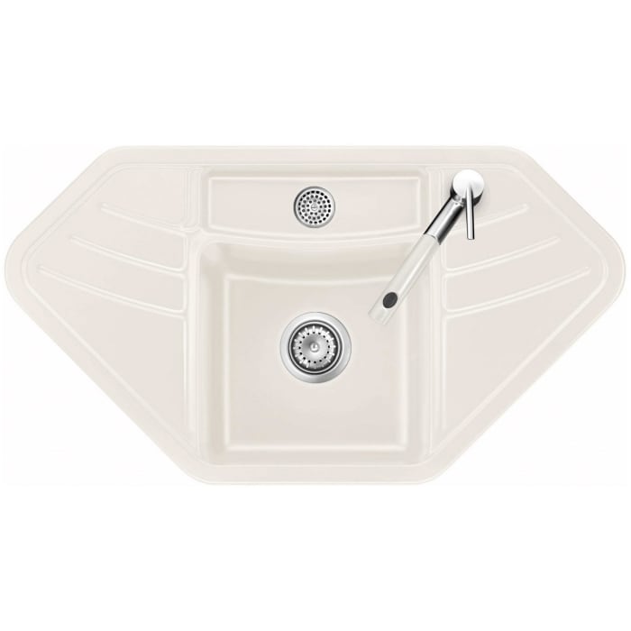 Systemceram Keradomo Vega Eck Einbauspüle mit Handbetätigung, inkl. Armaturbohrung