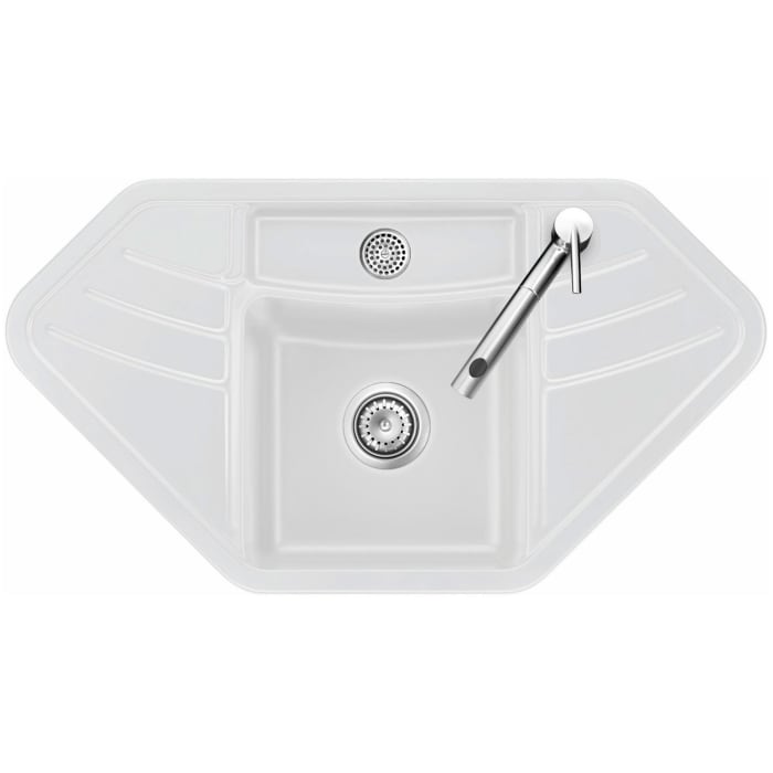 Systemceram Keradomo Vega Eck Einbauspüle mit Handbetätigung, inkl. Armaturbohrung