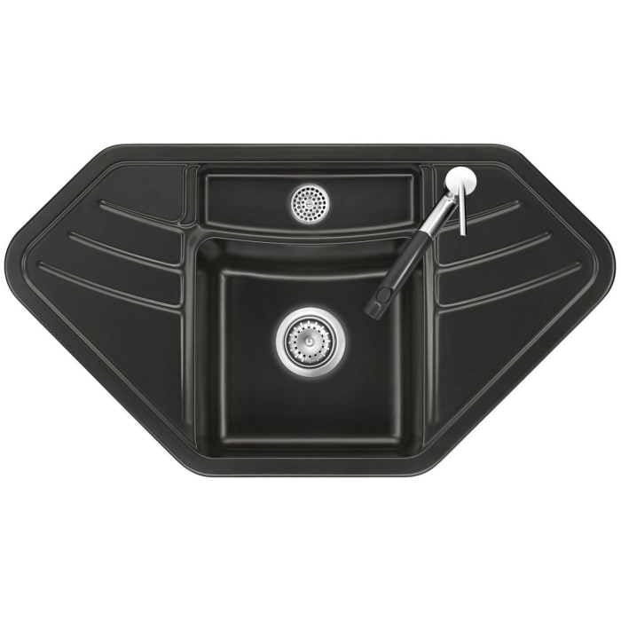 Systemceram Keradomo Vega Eck Einbauspüle mit Handbetätigung, inkl. Armaturbohrung