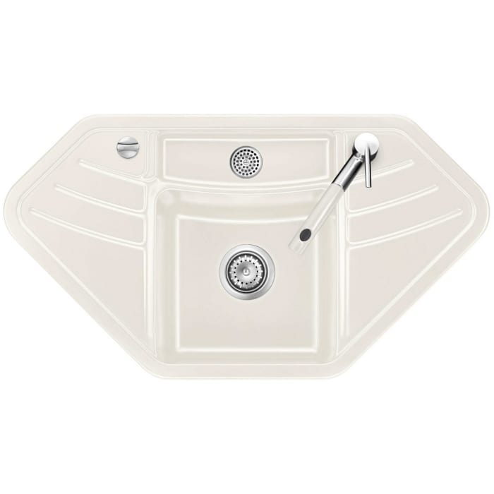 Systemceram Keradomo Vega Eck Einbauspüle mit Excenterbetätigung , inkl. Armaturbohrung