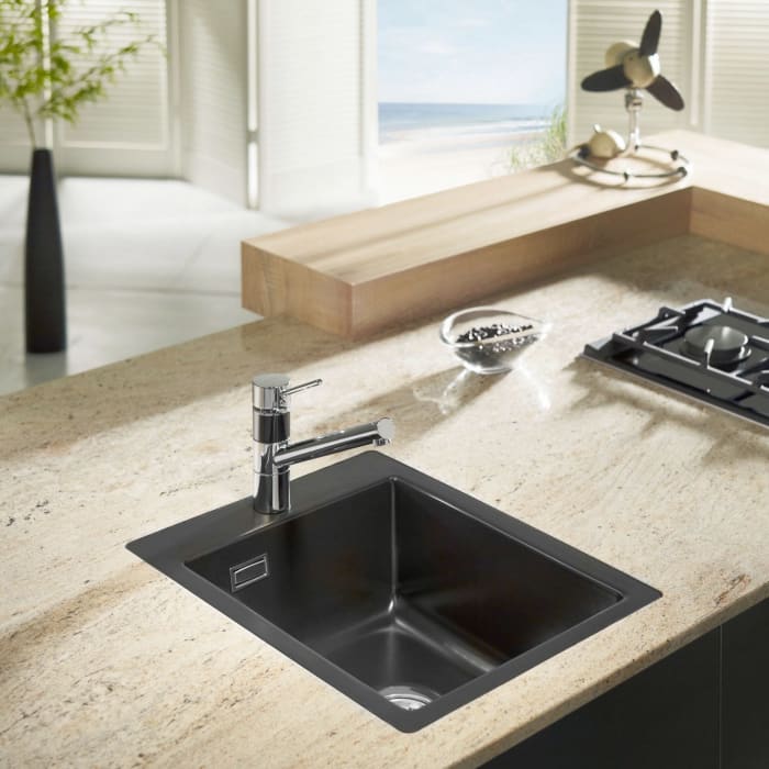 Systemceram Keradomo Mera 39 F Spüle für flächenbündigen Einbau mit Handbetätigung, inkl. Armaturbohrung