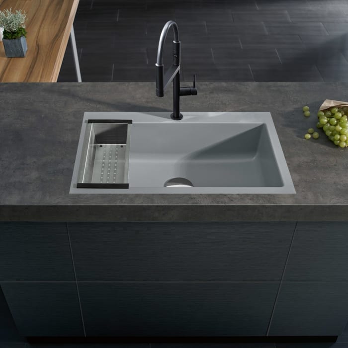 Systemceram Keradomo Mera 80 F Spüle für flächenbündigen Einbau mit Handbetätigung, inkl. Armaturbohrung