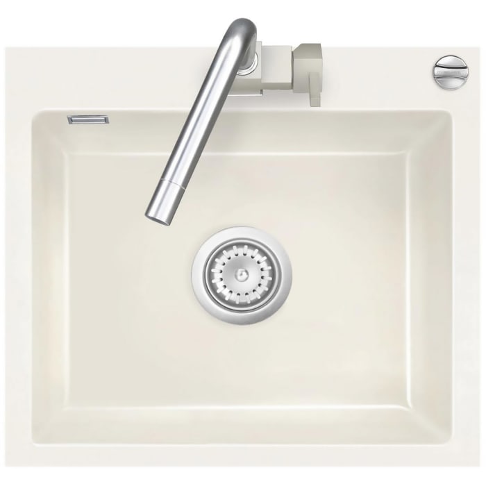 Systemceram Keradomo Mera 57 F Spüle für flächenbündigen Einbau mit Excenterbetätigung, ohne Hahnlochbohrung