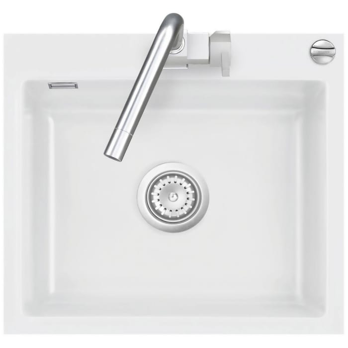 Systemceram Keradomo Mera 57 F Spüle für flächenbündigen Einbau mit Excenterbetätigung, ohne Hahnlochbohrung