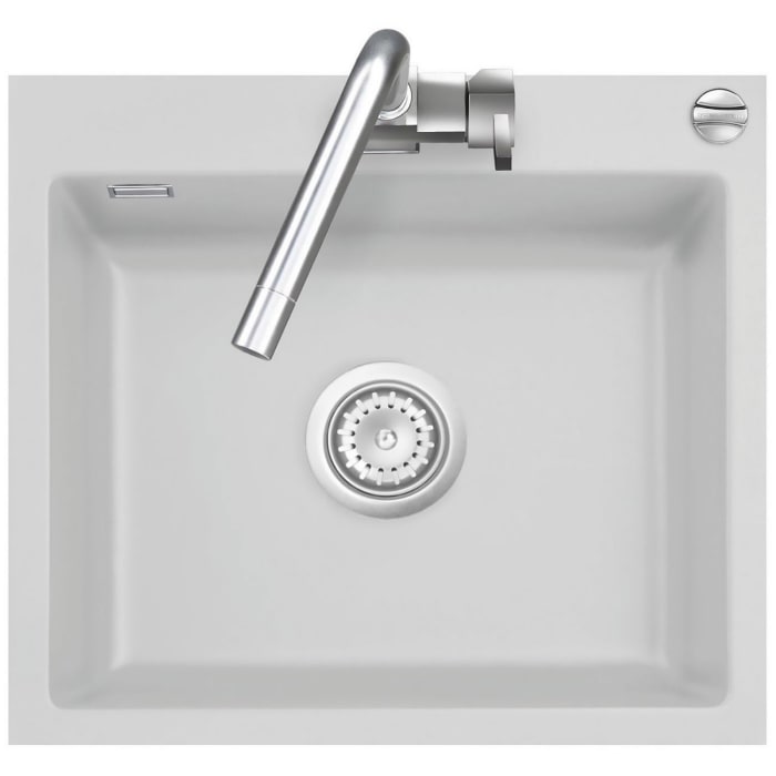 Systemceram Keradomo Mera 57 F Spüle für flächenbündigen Einbau mit Excenterbetätigung, ohne Hahnlochbohrung