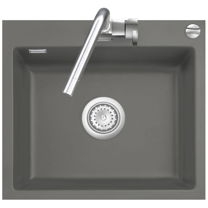 Systemceram Keradomo Mera 57 F Spüle für flächenbündigen Einbau mit Excenterbetätigung, ohne Hahnlochbohrung