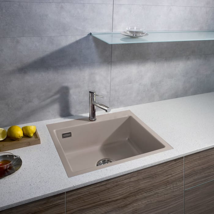 Systemceram Keradomo Mera 57 F Spüle für flächenbündigen Einbau mit Handbetätigung, ohne Hahnlochbohrung