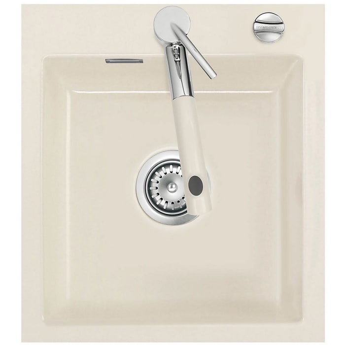 Systemceram Keradomo Mera 46 F Spüle für flächenbündigen Einbau mit Excenterbetätigung, inkl. Armaturbohrung