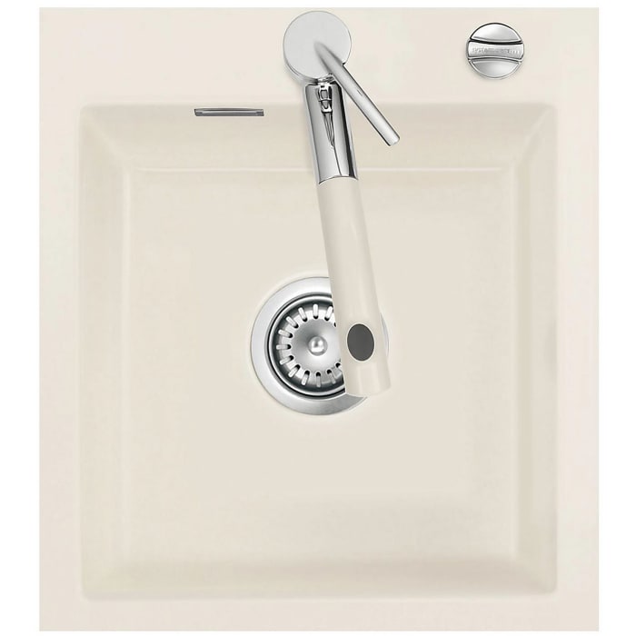 Systemceram Keradomo Mera 46 F Spüle für flächenbündigen Einbau mit Excenterbetätigung, inkl. Armaturbohrung