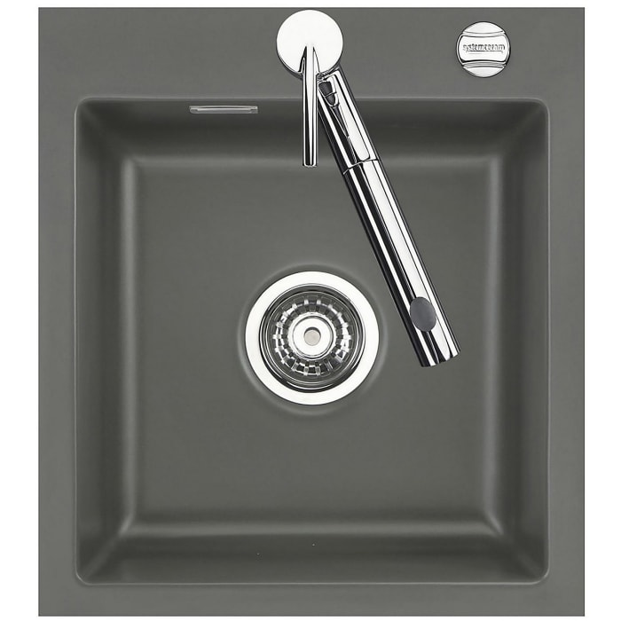 Systemceram Keradomo Mera 46 F Spüle für flächenbündigen Einbau mit Excenterbetätigung, inkl. Armaturbohrung