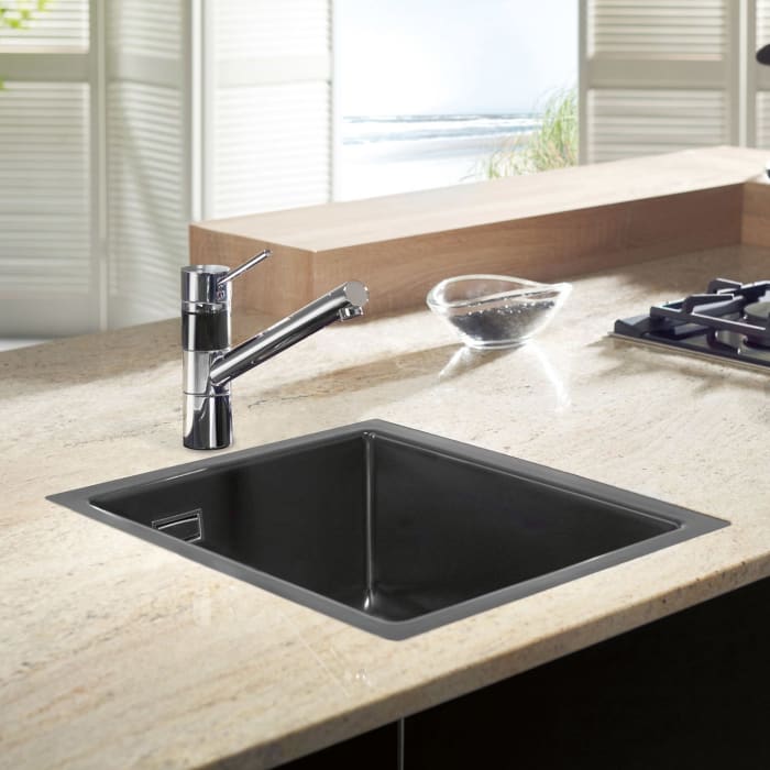 Systemceram Keradomo Mera 39 F/o Spüle für flächenbündigen Einbau mit Handbetätigung, ohne Hahnlochbohrung