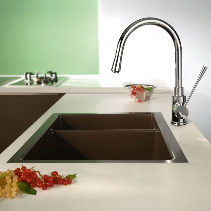 Systemceram Keradomo Mera 60 F/o Spüle für flächenbündigen Einbau mit Handbetätigung, ohne Hahnlochbohrung