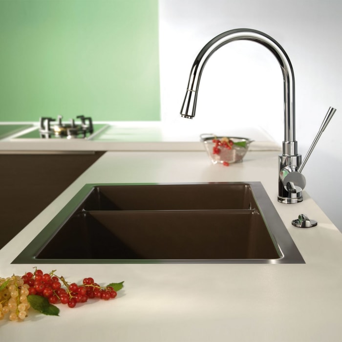 Systemceram Keradomo Mera 60 F/o Spüle für flächenbündigen Einbau mit Excenterbetätigung, ohne Hahnlochbohrung