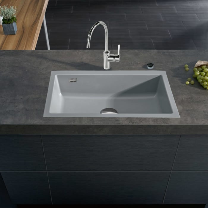 Systemceram Keradomo Mera 80 F/o Spüle für flächenbündigen Einbau mit Excenterbetätigung, ohne Hahnlochbohrung