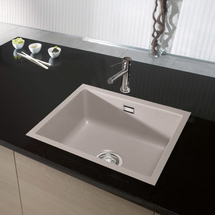 Systemceram Keradomo Mera 57 F/o Spüle für flächenbündigen Einbau mit Handbetätigung, ohne Hahnlochbohrung