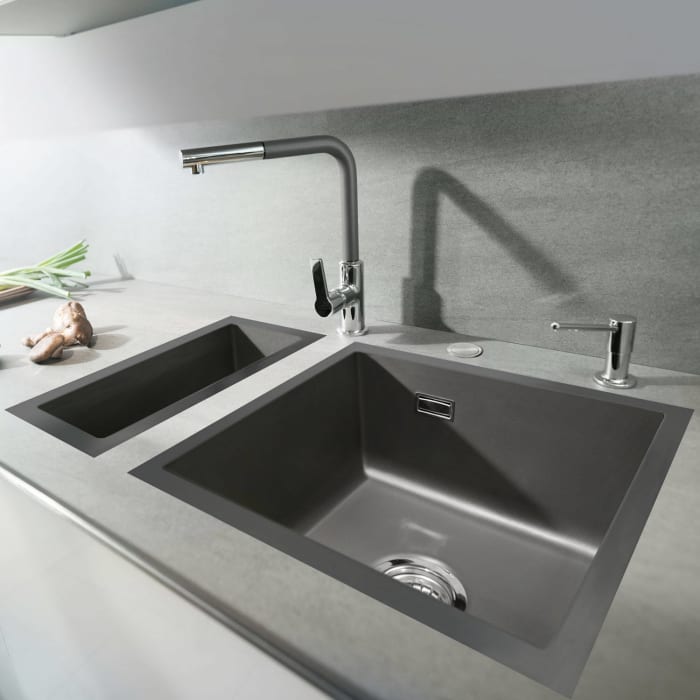 Systemceram Keradomo Mera 57 F/o Spüle für flächenbündigen Einbau mit Excenterbetätigung, ohne Hahnlochbohrung