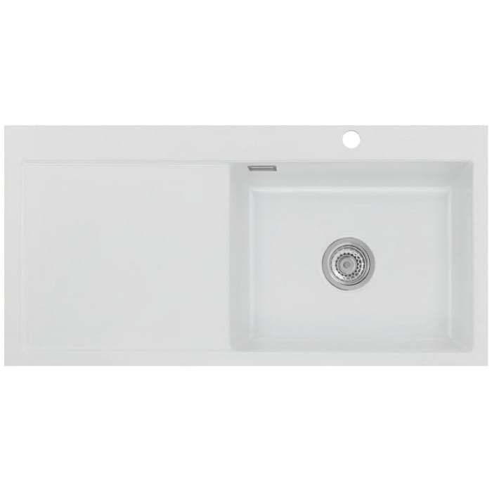 Systemceram Keradomo Mera 100 SL/ F Spüle rechts für flächenbündigen Einbau mit Excenterbetätigung, inkl. Armaturbohrung