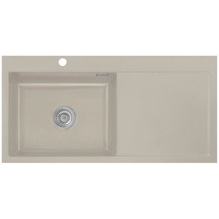 Systemceram Keradomo Mera 100 SL/ F Spüle links für flächenbündigen Einbau mit Handbetätigung, inkl. Armaturbohrung