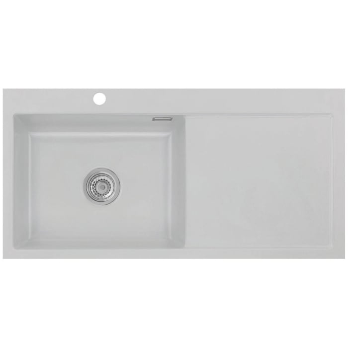 Systemceram Keradomo Mera 100 SL/ F Spüle links für flächenbündigen Einbau mit Handbetätigung, inkl. Armaturbohrung