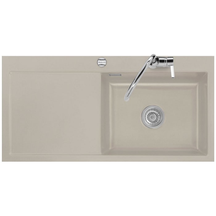 Systemceram Keradomo Mera 100 SL/ F Spüle rechts für flächenbündigen Einbau mit Excenterbetätigung, inkl. Armaturbohrung