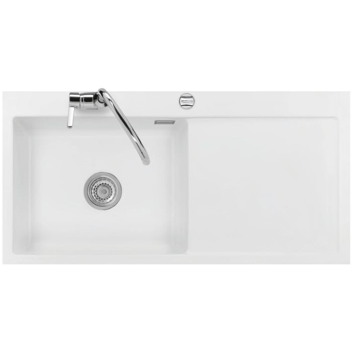 Systemceram Keradomo Mera 100 SL/ F Spüle links für flächenbündigen Einbau mit Excenterbetätigung, inkl. Armaturbohrung