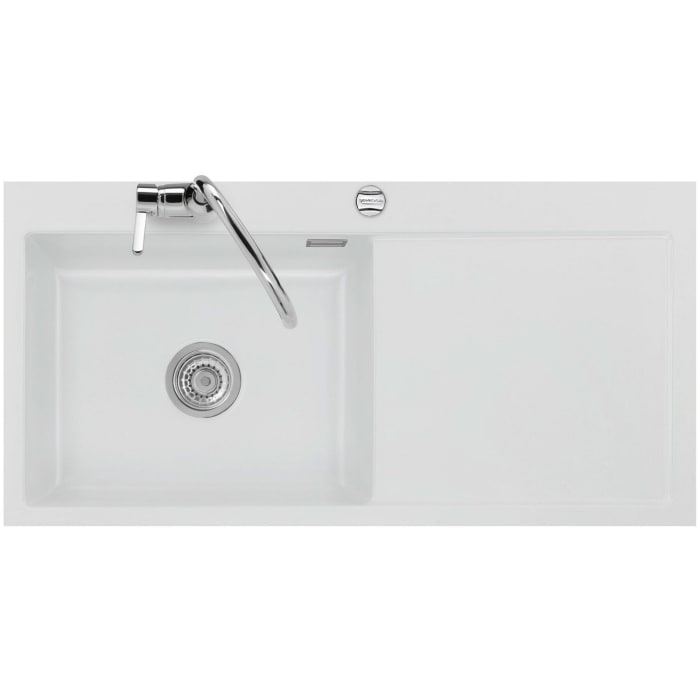 Systemceram Keradomo Mera 100 SL/ F Spüle links für flächenbündigen Einbau mit Excenterbetätigung, inkl. Armaturbohrung