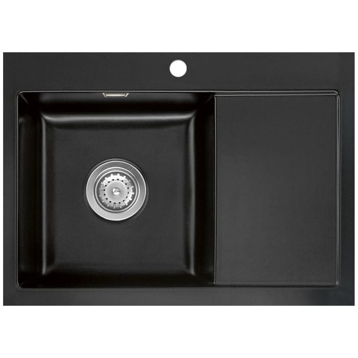 Systemceram Keradomo Mera 70 F Spüle links für flächenbündigen Einbau mit Excenterbetätigung, inkl. Armaturbohrung