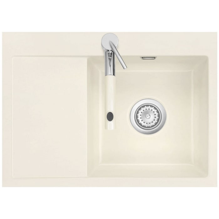 Systemceram Keradomo Mera 70 F Spüle rechts für flächenbündigen Einbau mit Handbetätigung, inkl. Armaturbohrung