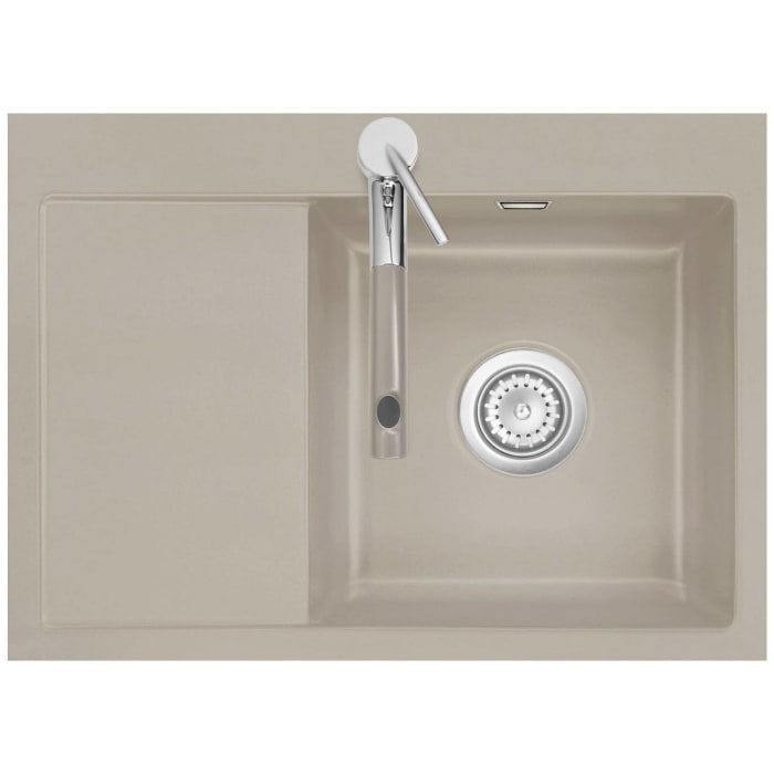 Systemceram Keradomo Mera 70 F Spüle rechts für flächenbündigen Einbau mit Handbetätigung, inkl. Armaturbohrung